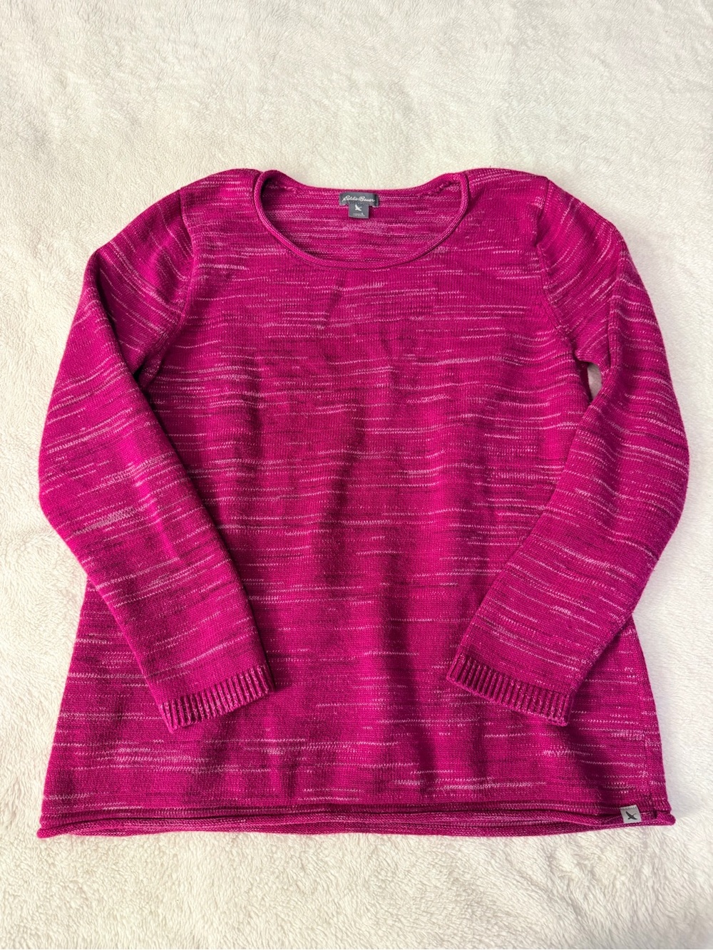 Eddie Bauer Women’s Fuchsia Space-Dye Crew Neck Sweater